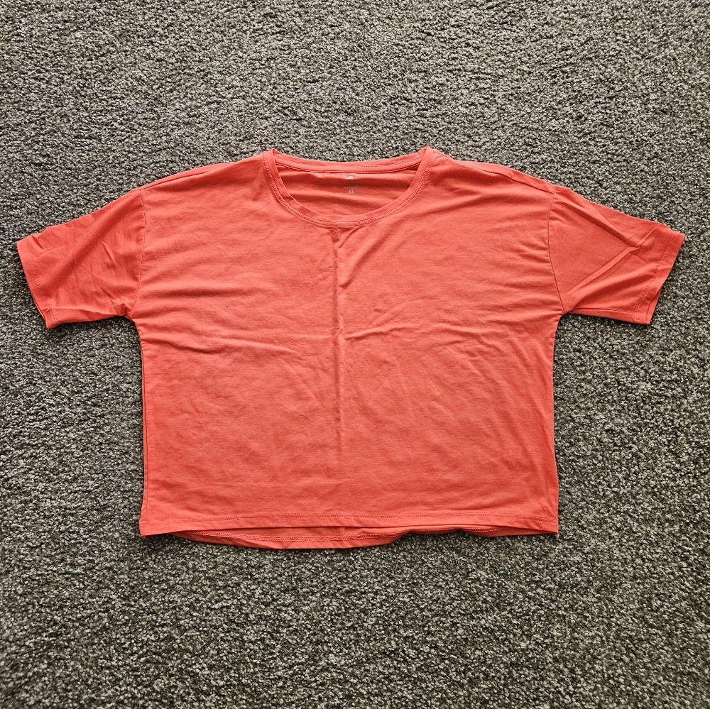 Athleta boxy crop t-shirt red orange xsmall